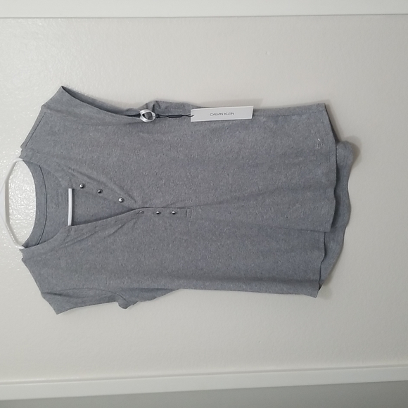 NWT Calvin Klein Women's Cap Sleeve Henley Top - Picture 3 of 8